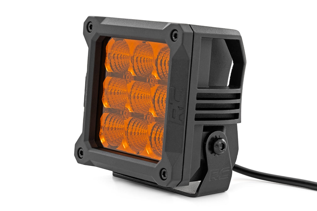 4 Inch Chrome Series LED Amber Light Pods | Square | Amber DRL | Pair