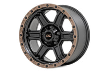 Load image into Gallery viewer, Rough Country 79 Series Wheel | One-Piece | Semi Gloss Black w/Bronze Ring | 18x9 | 6x135 | -12mm