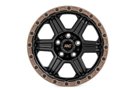 Rough Country 79 Series Wheel | One-Piece | Semi Gloss Black w/Bronze Ring | 18x9 | 6x5.5 |-12mm