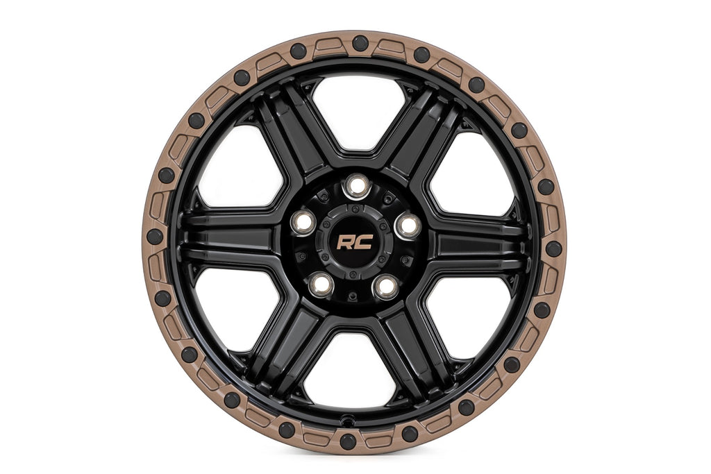 Rough Country 79 Series Wheel | One-Piece | Semi Gloss Black w/Bronze Ring | 18x9 | 6x5.5 |+18mm