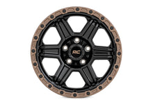 Load image into Gallery viewer, Rough Country 79 Series Wheel | One-Piece | Semi Gloss Black w/Bronze Ring | 18x9 | 5x5.5 | -12mm