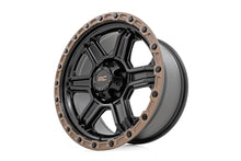 Load image into Gallery viewer, Rough Country 79 Series Wheel | One-Piece | Semi Gloss Black w/Bronze Ring | 18x9 | 6x5.5 |-12mm