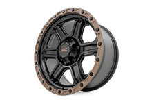 Load image into Gallery viewer, Rough Country 79 Series Wheel | One-Piece | Semi Gloss Black w/Bronze Ring | 17x8.5 | 6x5.5 | 0mm