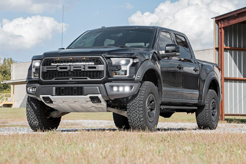 LED Light Kit | Fog Mount | Triple 2" Black Pair | White DRL | Ford Raptor (17-20)