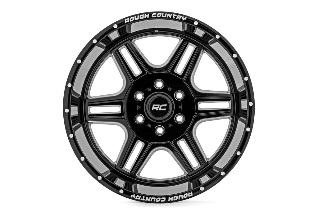 Rough Country 92 Series Wheel | Machined One-Piece | Gloss Black | 20x9 | 5x5.5 | +18mm
