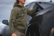 Load image into Gallery viewer, Rough Country Hoodie | RC Topographical Sleeve | Army Green | 2XL